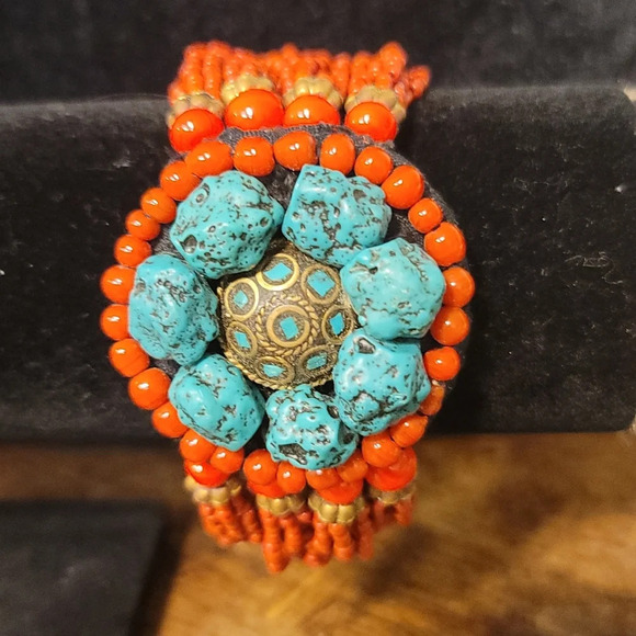 Jewelry - Orange  And turquoise stone bracelet